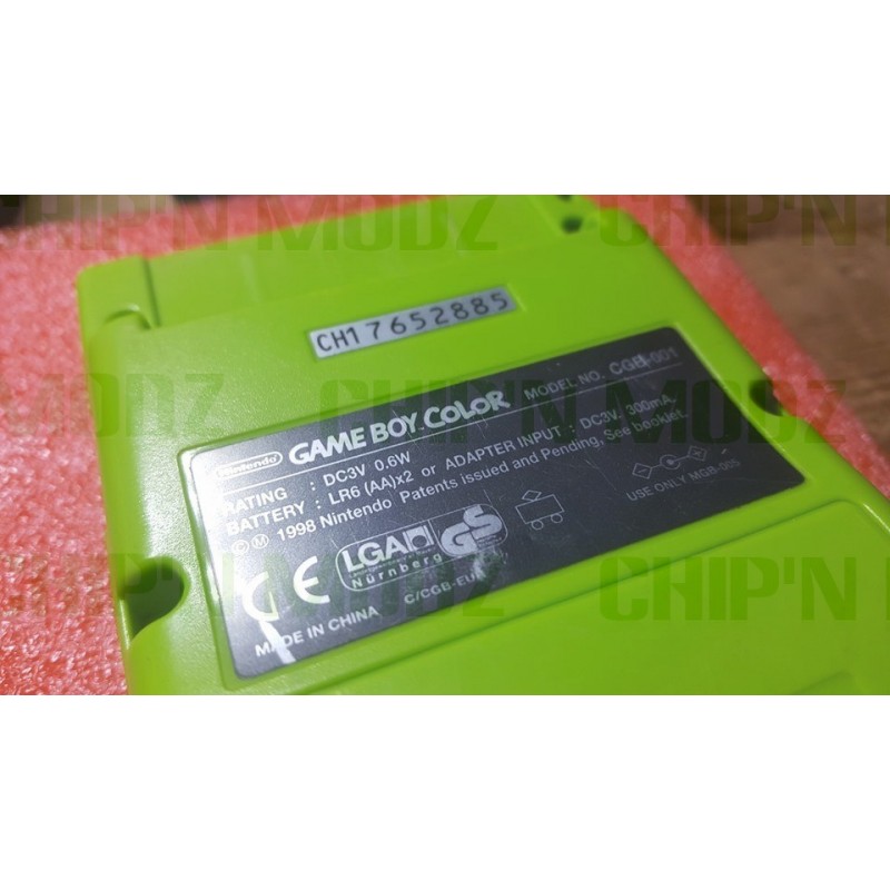 Coque Gameboy color vert pomme + écran lcd original + cache pile